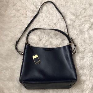 Lauren Ralph Lauren saffiano leather navy handbag